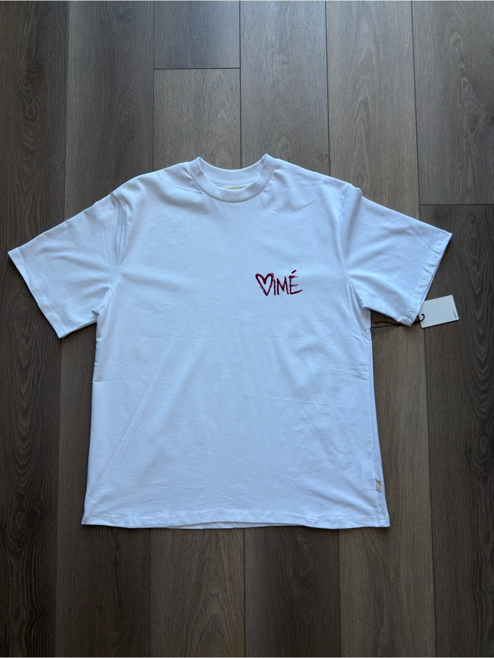 Aime Leon Dore White Tee with Red Heart Logo